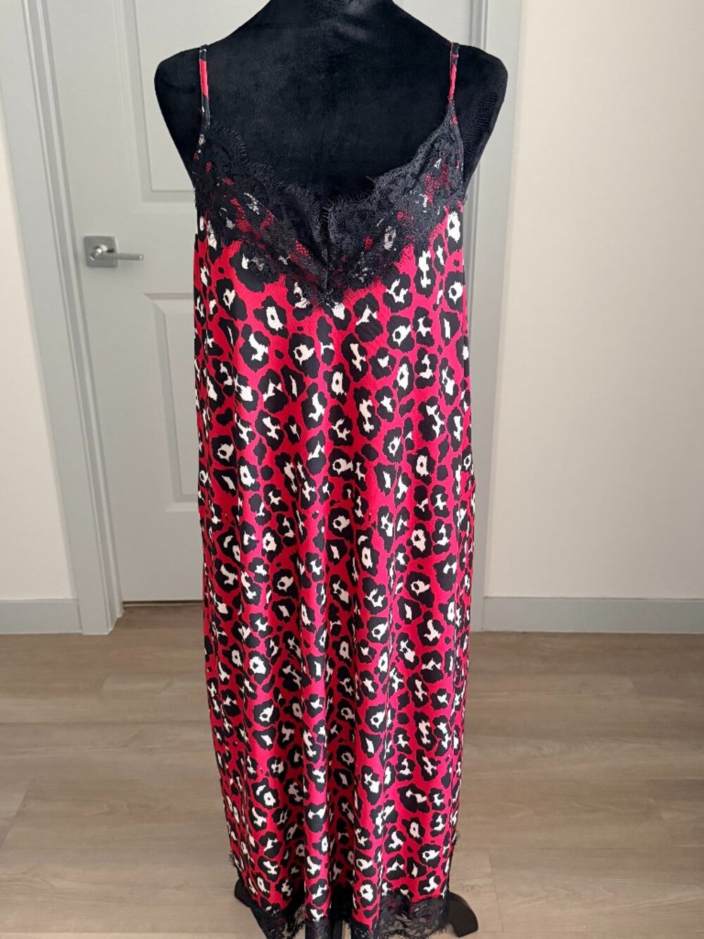 Zara Animal Print and Lace Camisole Midi Dress L Boudoir Inspired Vintage Look